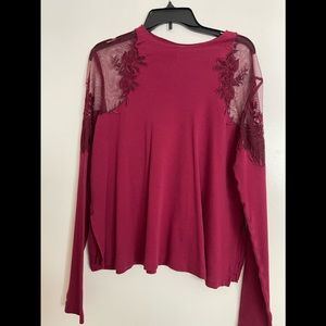 Free People Lace Wine Top